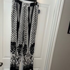 Black and White Patterned Women's Pants